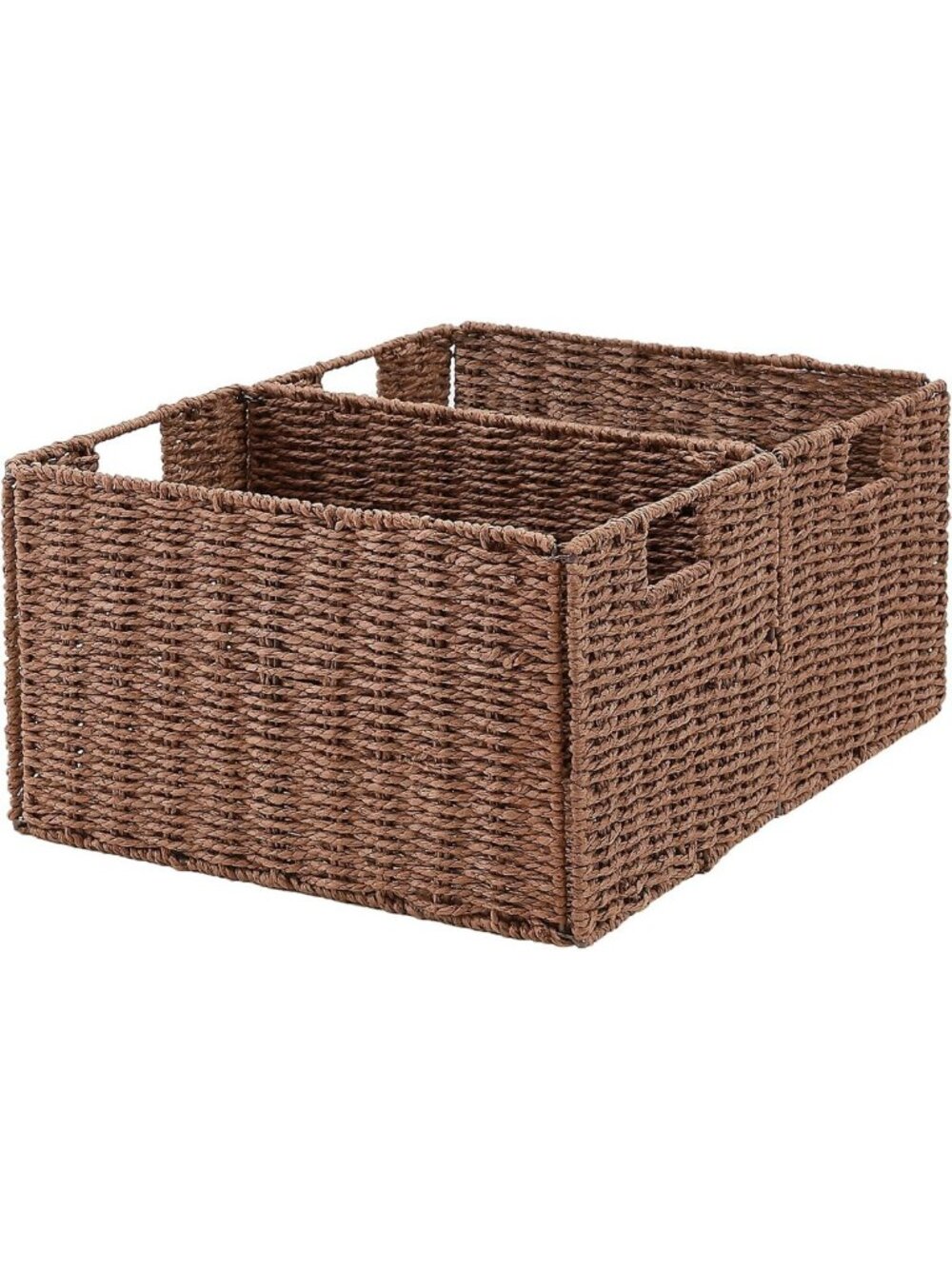 Hand-Woven Wicker Storage Baskets Set of 2, Foldable Organizing Bins for Home